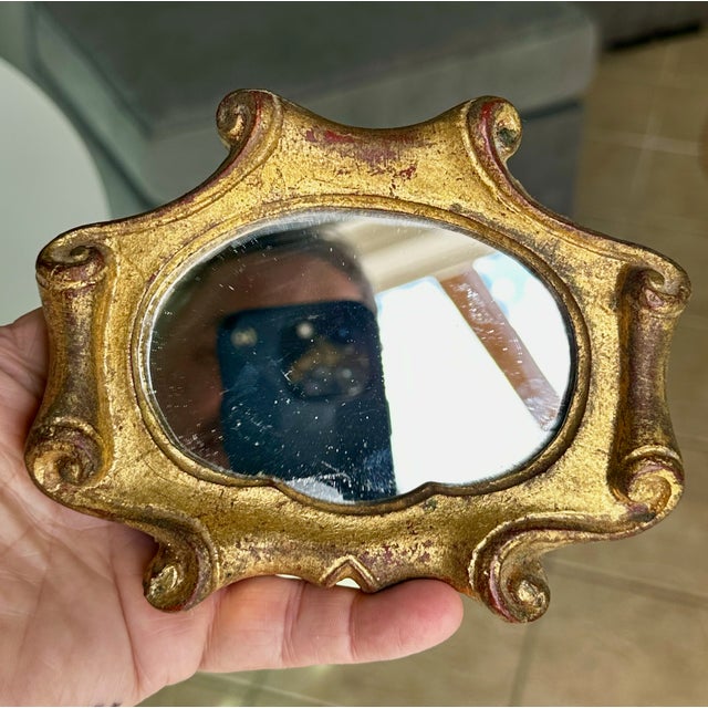 Wood Mid-Century Italian Giltwood Florentia Accent Mirrors - A Pair For Sale - Image 7 of 16