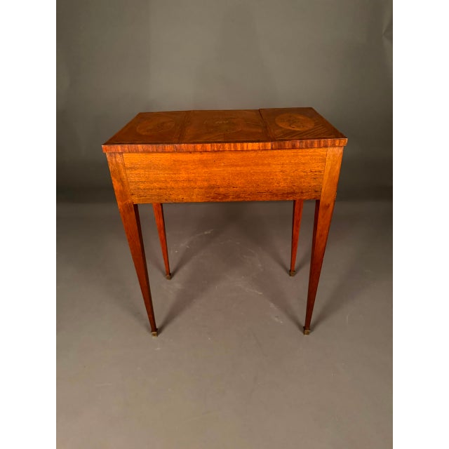 19th Century French Louis XVI Style Inlaid Mahogany Vanity With Mirror, Circa 1870 For Sale - Image 12 of 18
