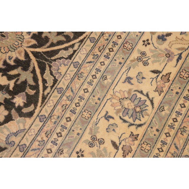 1990s Floral Charcoal/Beige Wool Rug - 9'0'' X 12'2'' For Sale - Image 5 of 10