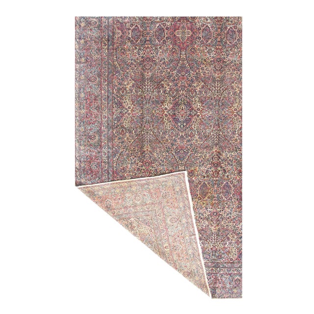 A Finely Woven Beautiful Large Size Antique Persian Kerman Rug, Country of Origin: Persia, Circa Date: 1880 – Some antique...