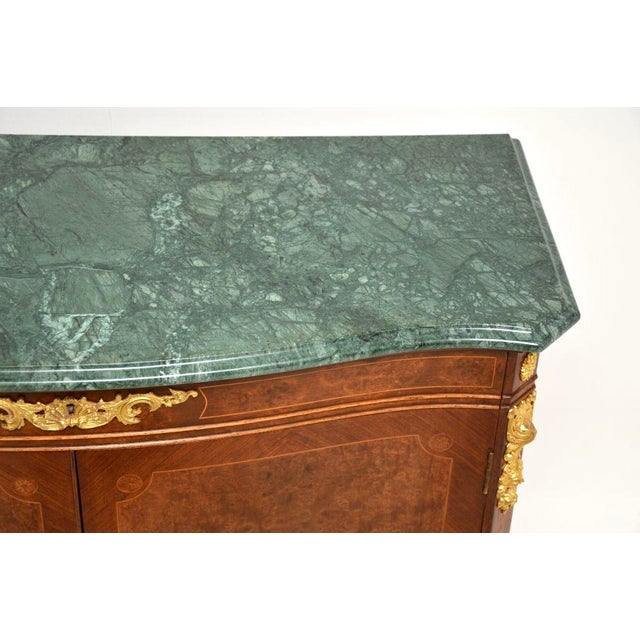 Stone Antique French Burr Walnut Cabinet with Marble Top, 1930s For Sale - Image 7 of 11