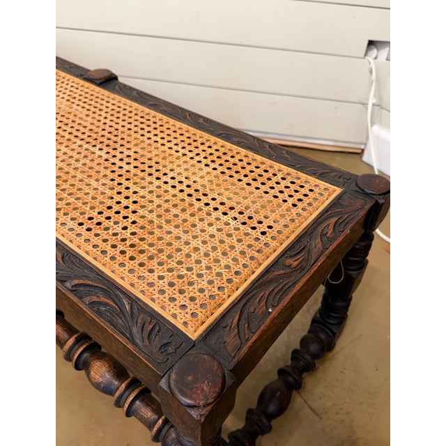 Antique English Cane Bench For Sale - Image 4 of 8