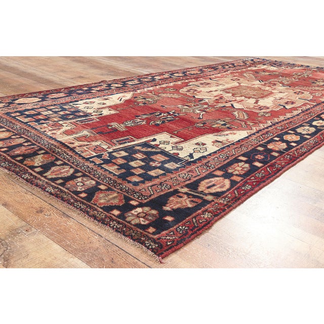 Textile Vintage Persian Mazlaghan ​Hamadan Rug - 04'10 X 11'03 For Sale - Image 7 of 9