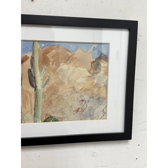 Landscape Watercolor of Desert Scene, Framed For Sale In San Francisco - Image 6 of 12