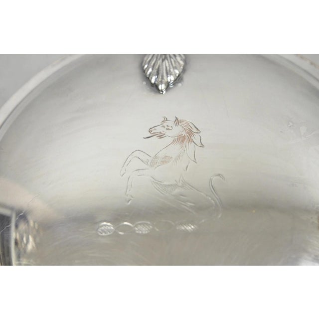 Mid 20th Century Vintage Sheffield Co Silver Plated Hinged Lid "Horse" Silent Butler W/ Broom For Sale - Image 5 of 18