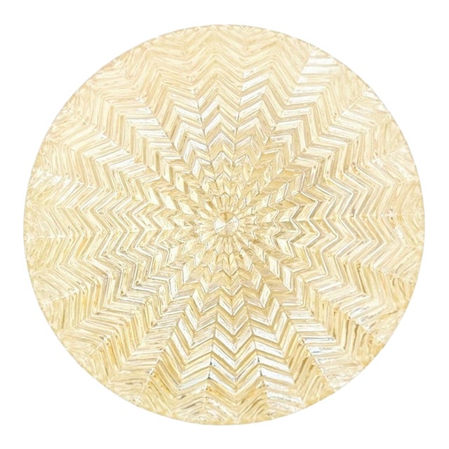 Mid-Century/Art Deco Geometric Amber Glass Ceiling Light/Flush Mount From Limburg, Germany, 1970s For Sale