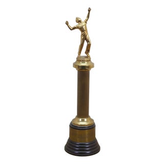 Large Mid Century Dodge Inc. No. 3 Single-Column Tennis Singles Trophy 18" For Sale