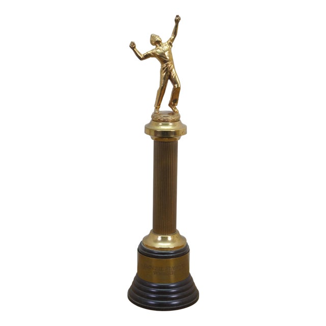 Large Mid Century Dodge Inc. No. 3 Single-Column Tennis Singles Trophy 18" For Sale