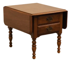 Ethan Allen Heirloom Nutmeg Maple Colonial Early American 37" Drop Leaf Pembroke Accent End Table 10-8644p