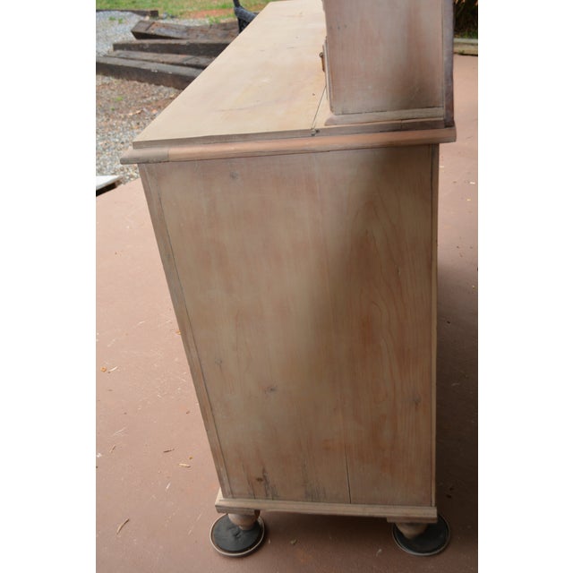 Shabby Chic Vintage Scrubbed Rustic Pine Sideboard Credenza / Dresser W/ Arched Top & Drawers For Sale - Image 3 of 17