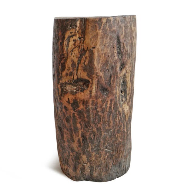 Antique wood carved butter churn pot from North India. Originally used in the villages to store grain and/or make yogurt...