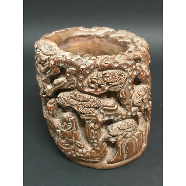 Chinese Art Carved Bamboo Mountain Villages Scenery Brushpot Sculpture Ages: Mid 20th Century Materials: Bamboo Country:...