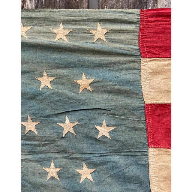 Textile Rare and Fine Antique American Flag 1912 Staggered 48 Stars Beautifully Faded Cotton Sewn Stars For Sale - Image 7 of 9