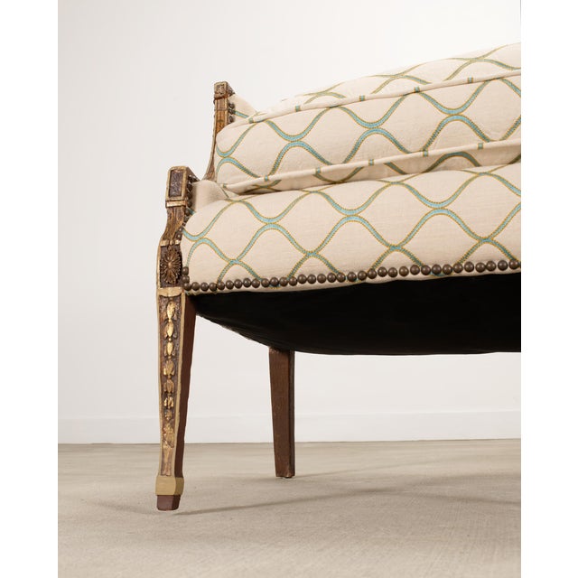 Wood 19th C. English Georgian Neoclassical Painted Cabriole Sofa For Sale - Image 7 of 18