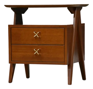1960s Refinished Mahogany and Brass MCM Nightstand