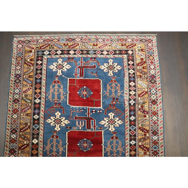 a late 19th Century Caucasian blue Karaghashli Rug Details rug no. j3943 size 3' 8" x 4' 9" (112 x 145 cm)