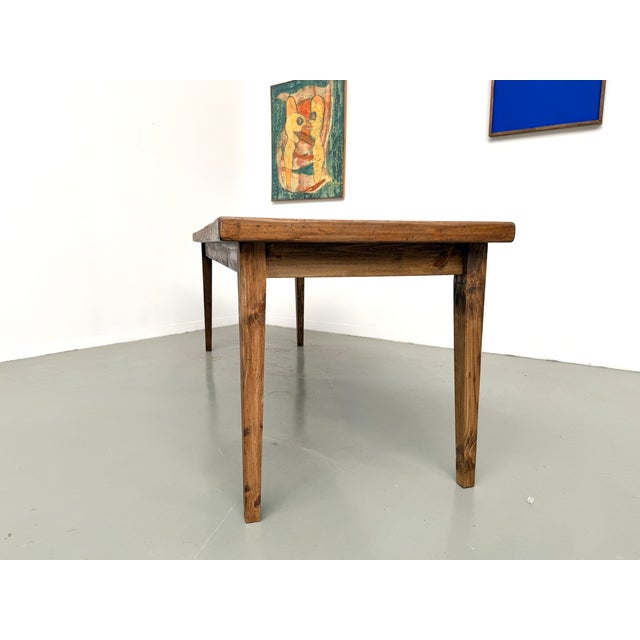 Farmhouse Table in Beechwood with Tapered Legs, France, 1970s For Sale - Image 3 of 18