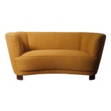 Yellow Danish Curved Banana Sofa 1940s For Sale