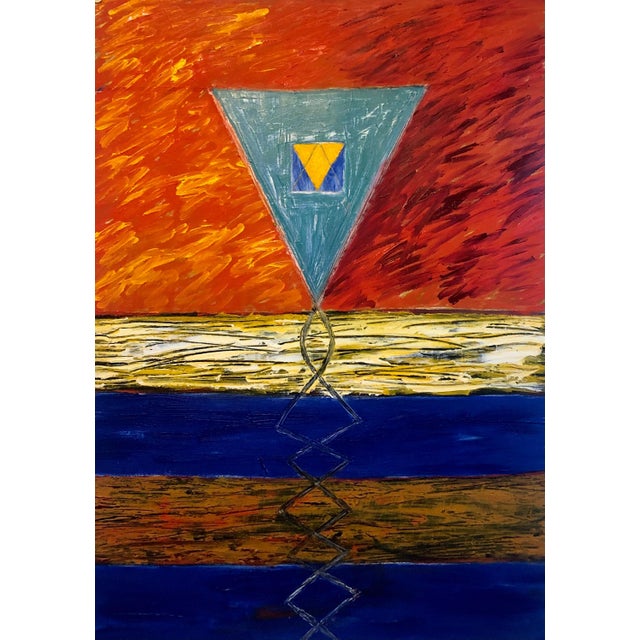 Joan Kahn, Joan Kahn Rome Vibrant Bold Color Abstract Expressionist Modernist Oil Painting, 1987 For Sale - Image 4 of 11