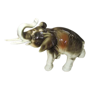 Vintage Royal Dux Amphora Porcelain Charging Elephant