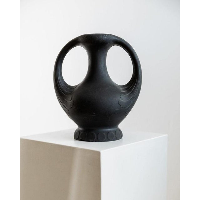 Antique Sculptural Black Lavanite Stone Vase, 1920s For Sale - Image 3 of 14