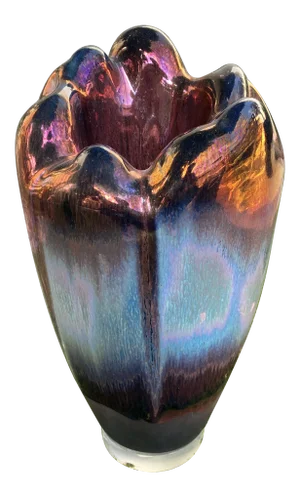 1980s Large Purple Roku Sculptural Vase