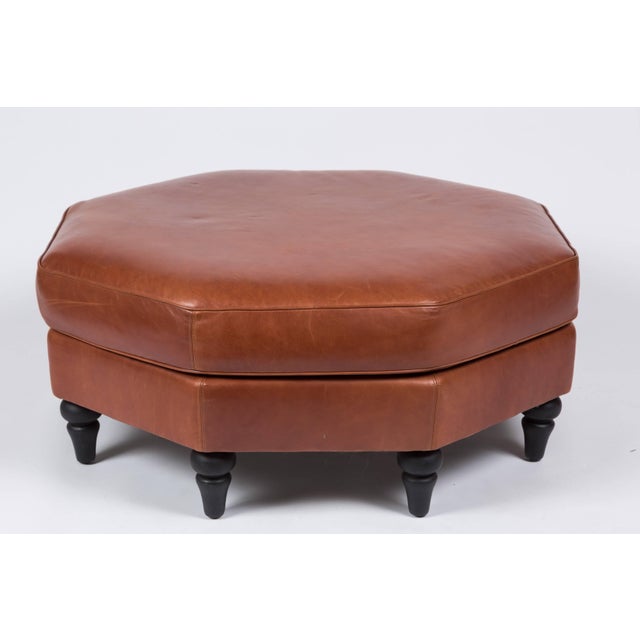 Large Custom Leather Octagonal Ottoman Chairish