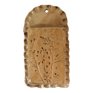 Studio Art Pottery Wall Pocket W/ Floral Motif For Sale