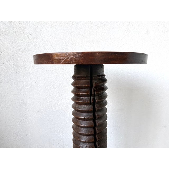 Wood Oak Press Screw Stand with Metal Base, 19th Century For Sale - Image 7 of 18