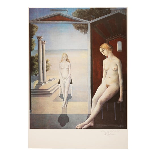 Paul Delvaux, Naked Women by the Sea, Lithograph For Sale