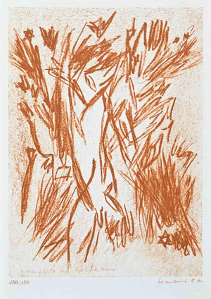 Giancarlo Limoni, Homage to Jean Cocteau, Lithograph, 1987