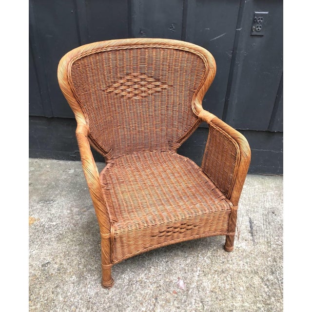 Tan Wicker Wingback Chair Chairish