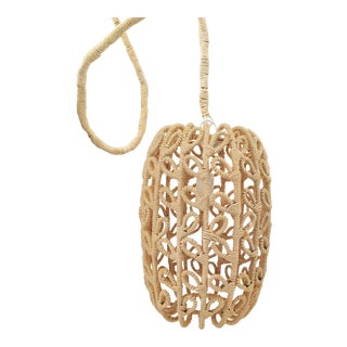 Boho-Chic Jute Pendant Light For Sale