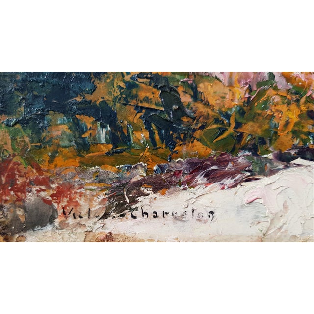 Gorgeous oil painting by the French Post-Impressionist painter Victor Charreton, founder of the "Murol School,"...