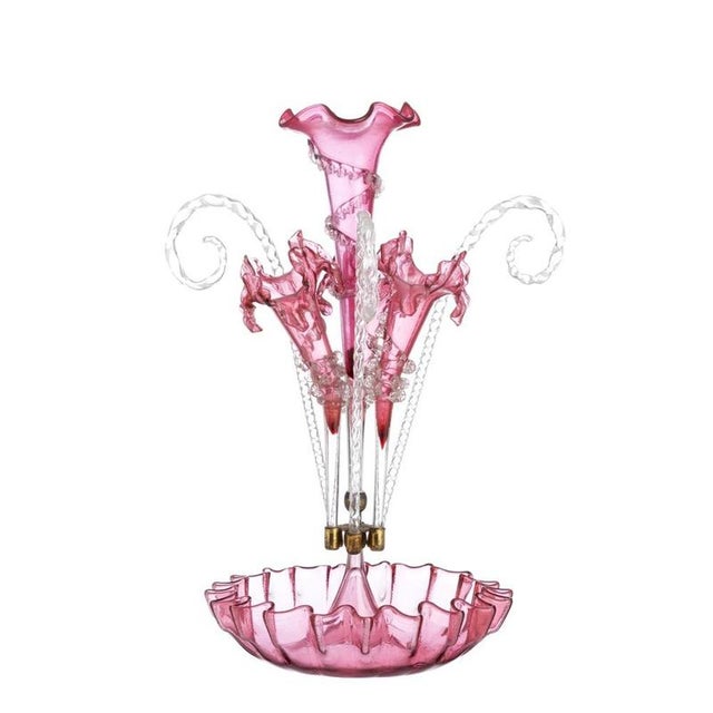 19th Century Glass and Crystal Venetian Flower Centerpiece For Sale - Image 6 of 6