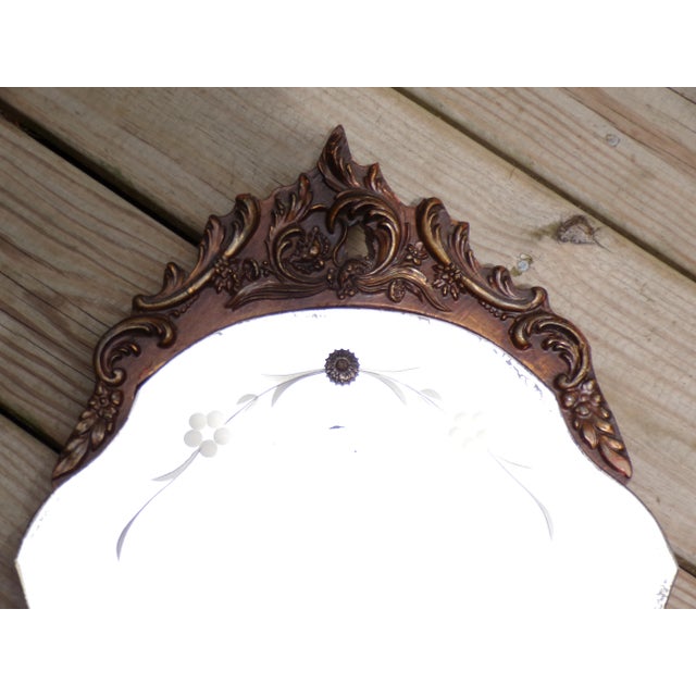 Vintage Art Deco Venetian Style Etched Wall Mirror For Sale - Image 10 of 12