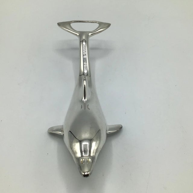 Nautical Dolphin Bottle Opener and Bottle Stopper by International Silver Company- Two Piece For Sale - Image 3 of 12