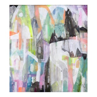 You and Me - Original Contemporary Abstract Acrylic Architecture Painting on Canvas by Maria C Bernhardsson For Sale