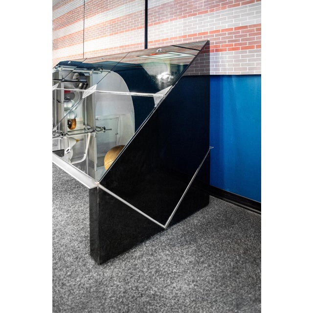Sideboard - bar cabinet in lacquered wood and steel, with smoked glass doors. Napoleone model Designer Claudio Salocchi...