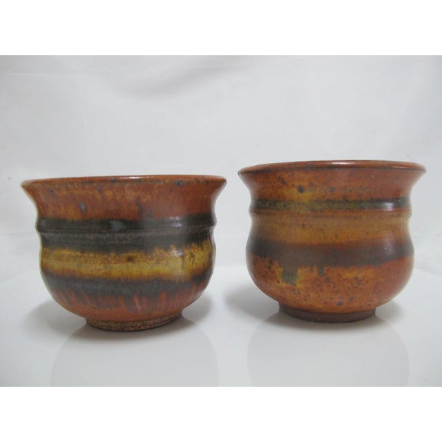 Mid-Century Modern Wally Schwab Pacific Nw Stoneware Studio Pottery Small Pot or Punch Cup Set of 6 For Sale - Image 3 of 14