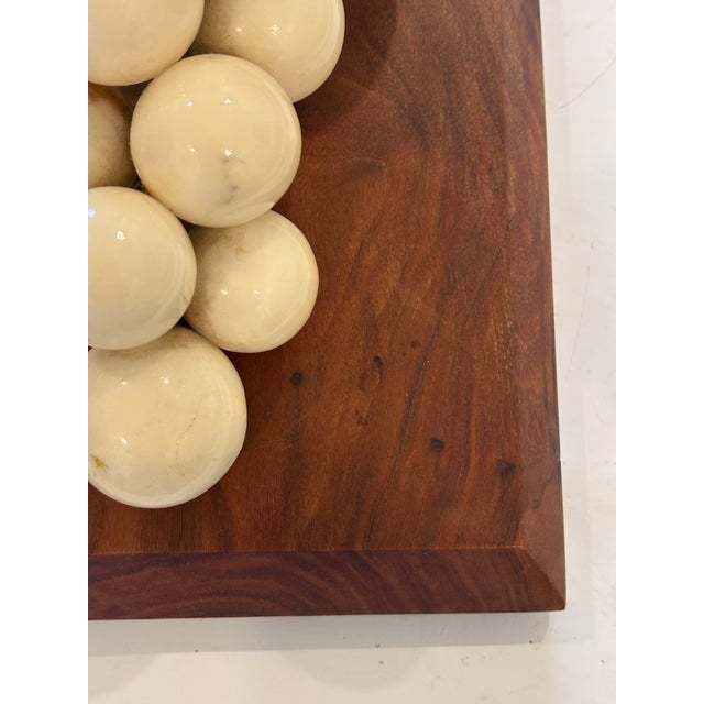 Cream Large Scale Mid-Century Grape Cluster Sculpture Mounted to Wood Base For Sale - Image 8 of 18