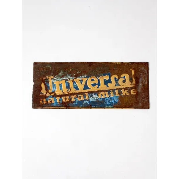 Vintage "Universal Nautral Milker" Metal Sign For Sale - Image 6 of 7