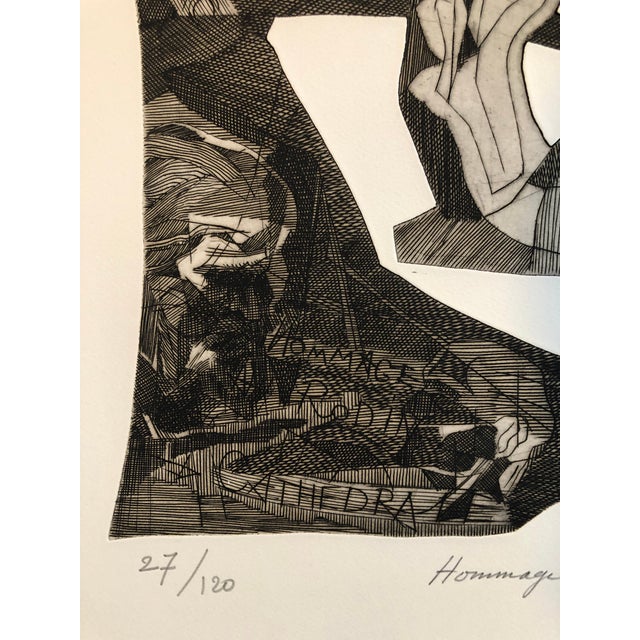 Henri Georges Adams, Surrealist Carborundum Etching, Homage a Rodin, c.1960 For Sale - Image 4 of 11