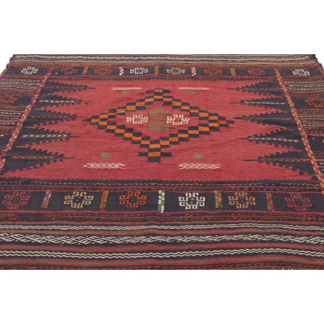Vintage Afghan Kilim Rug, 04'06 X 04'04 For Sale - Image 4 of 9