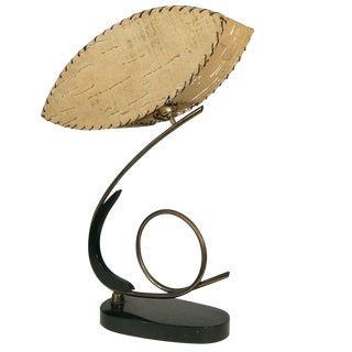 Free-Form Black Lacquer and Brass Coiled Cobra Table Lamp For Sale