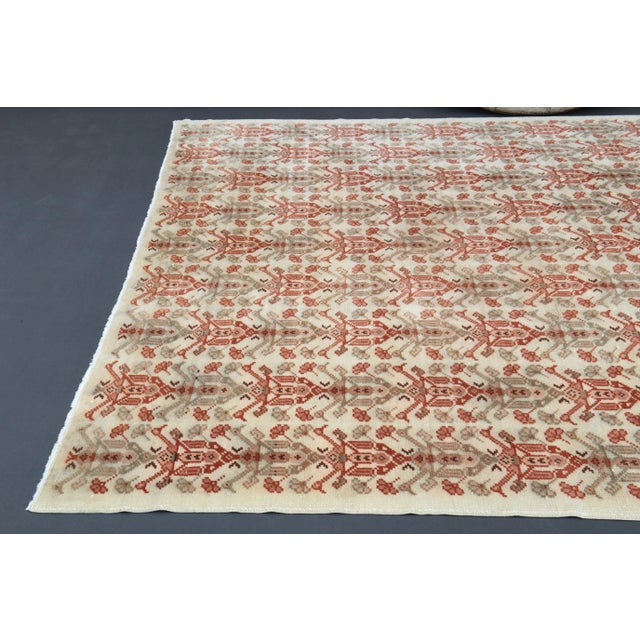 1970s Vintage Turkish Hand-Knotted Wool Cotton Red Area Rug For Sale - Image 10 of 12