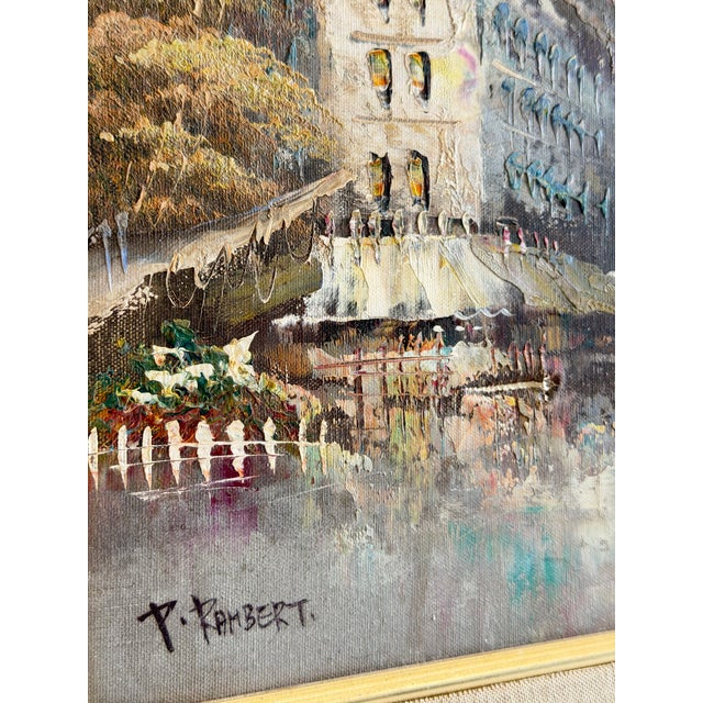 Original Signed Paris Street Scene Oil Painting, Impasto Cityscape, Mid Century French Style, Ornate Gilt Frame For Sale - Image 12 of 12