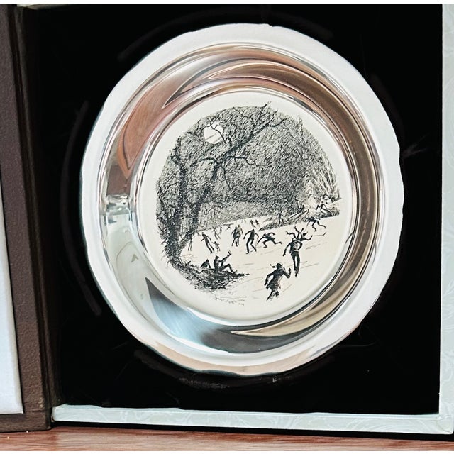 1975 "Skating on the Brandywine" Plate by James Wyeth "Sterling Silver" Franklin Mint For Sale - Image 4 of 12
