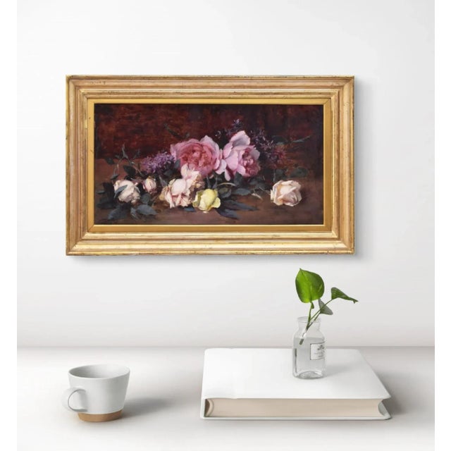 The antique paintings, Still Life with Flowers, Jeté De Roses, offered here is an oil on canvas painting from the late...
