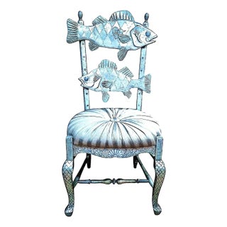 MacKenzie-Childs Pearlescent “Fantasy Fish” Accent Chair For Sale